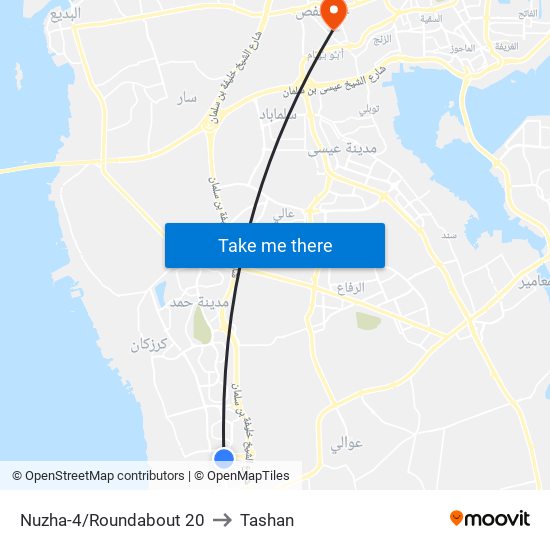 Nuzha-4/Roundabout 20 to Tashan map