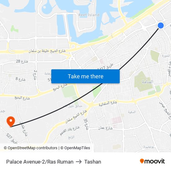 Palace Avenue-2/Ras Ruman to Tashan map