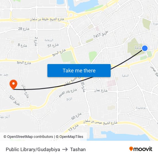 Public Library/Gudaybiya to Tashan map