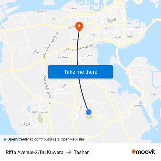 Riffa Avenue-2/Bu Kuwara to Tashan map