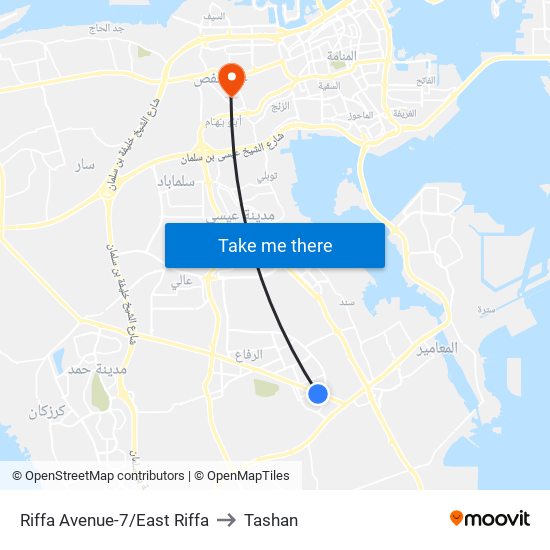 Riffa Avenue-7/East Riffa to Tashan map