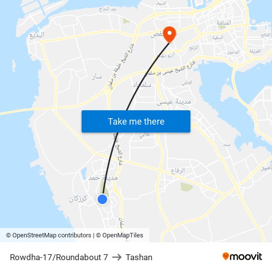 Rowdha-17/Roundabout 7 to Tashan map