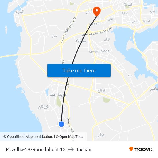 Rowdha-18/Roundabout 13 to Tashan map