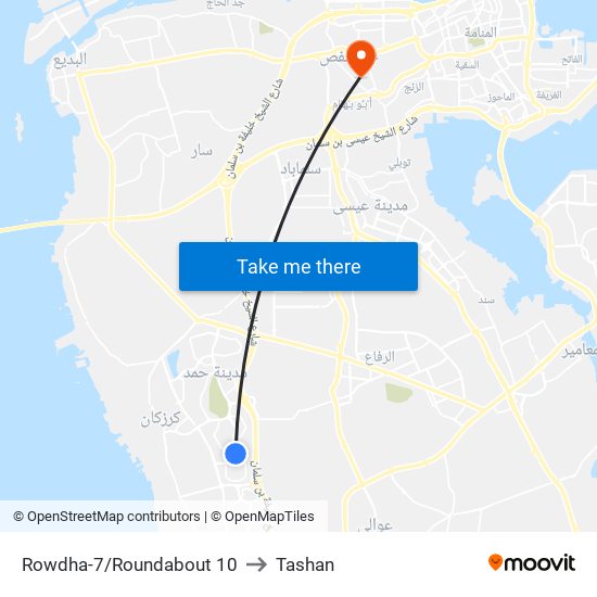 Rowdha-7/Roundabout 10 to Tashan map