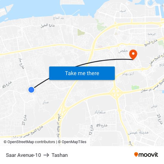 Saar Avenue-10 to Tashan map