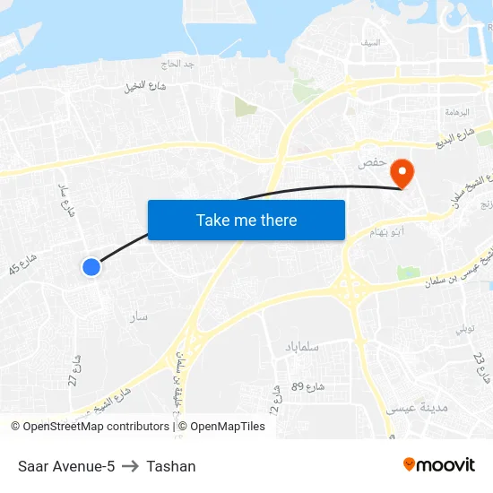 Saar Avenue-5 to Tashan map