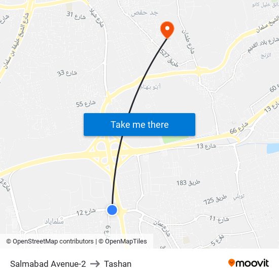 Salmabad Avenue-2 to Tashan map