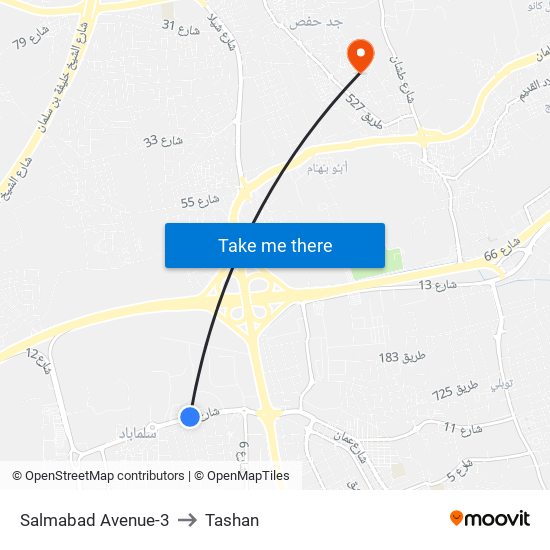 Salmabad Avenue-3 to Tashan map