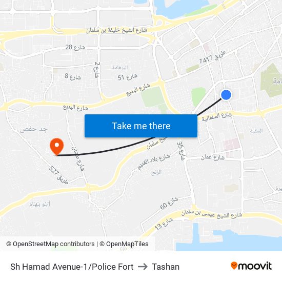 Sh Hamad Avenue-1/Police Fort to Tashan map