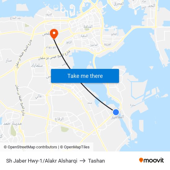 Sh Jaber Hwy-1/Alakr Alsharqi to Tashan map