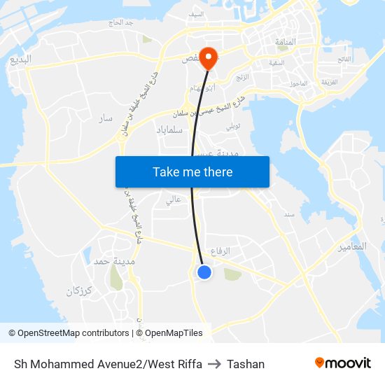 Sh Mohammed Avenue2/West Riffa to Tashan map