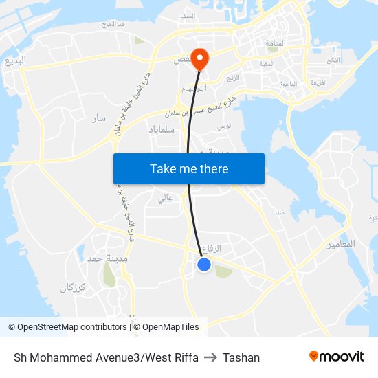 Sh Mohammed Avenue3/West Riffa to Tashan map