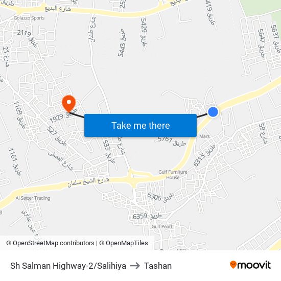 Sh Salman Highway-2/Salihiya to Tashan map