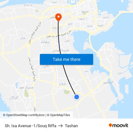 Sh. Isa Avenue -1/Souq Riffa to Tashan map