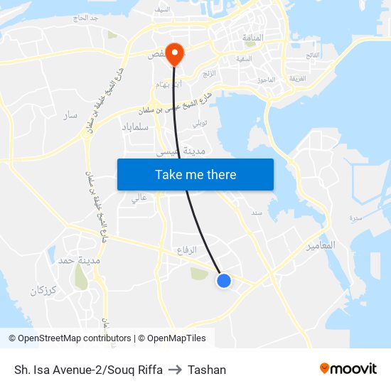 Sh. Isa Avenue-2/Souq Riffa to Tashan map