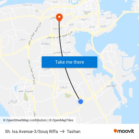 Sh. Isa Avenue-3/Souq Riffa to Tashan map