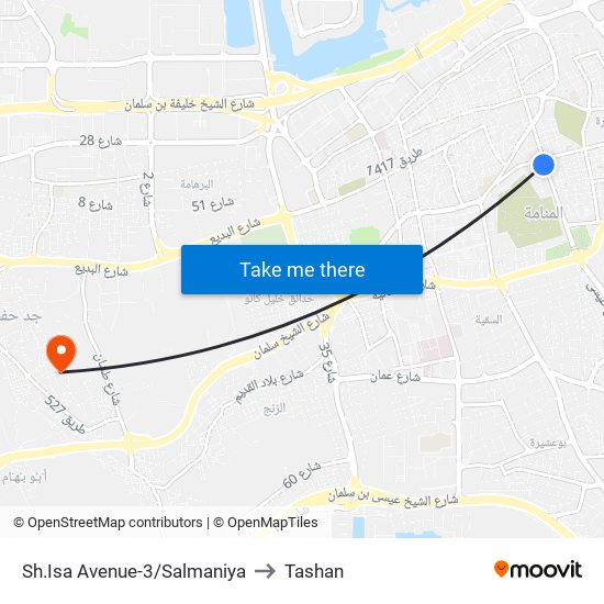 Sh.Isa Avenue-3/Salmaniya to Tashan map