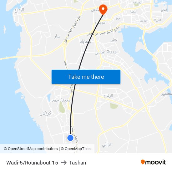 Wadi-5/Rounabout 15 to Tashan map