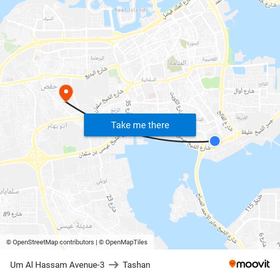 Um Al Hassam Avenue-3 to Tashan map