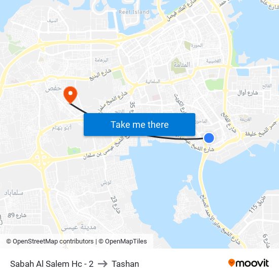 Sabah Al Salem Hc - 2 to Tashan map