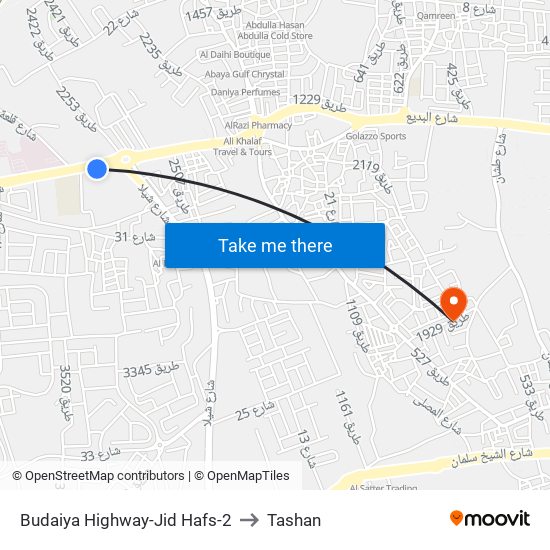 Budaiya Highway-Jid Hafs-2 to Tashan map