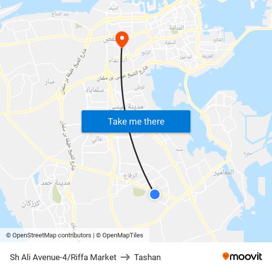 Sh Ali Avenue-4/Riffa Market to Tashan map