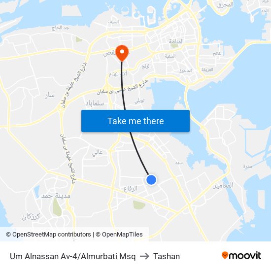Um Alnassan Av-4/Almurbati Msq to Tashan map