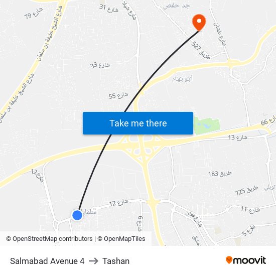 Salmabad Avenue 4 to Tashan map