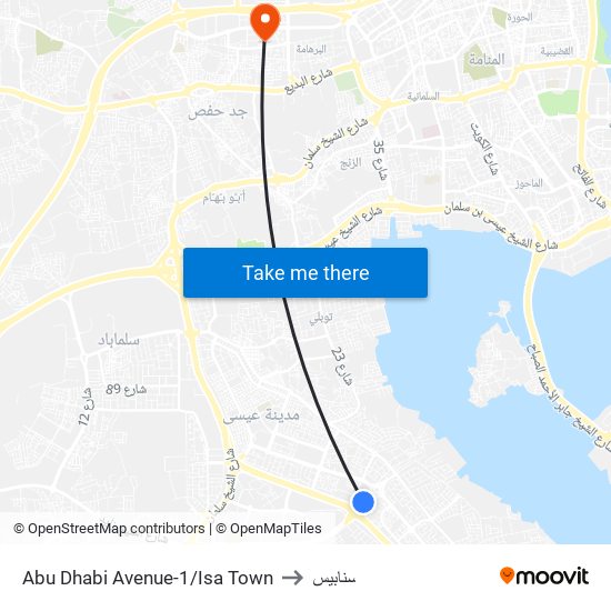Abu Dhabi Avenue-1/Isa Town to سنابيس map