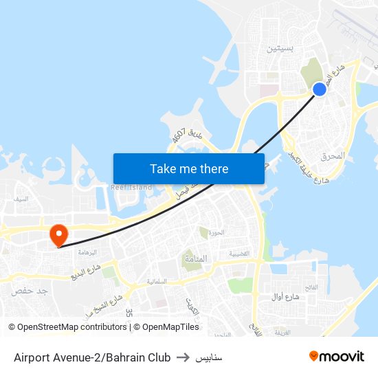 Airport Avenue-2/Bahrain Club to سنابيس map
