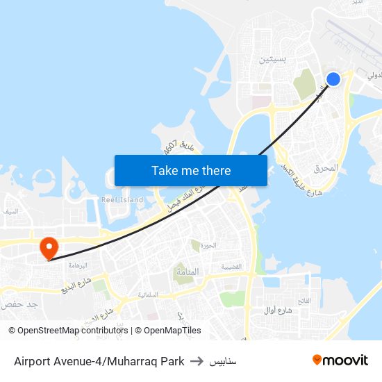 Airport Avenue-4/Muharraq Park to سنابيس map