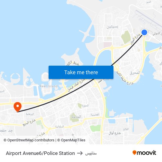 Airport Avenue6/Police Station to سنابيس map