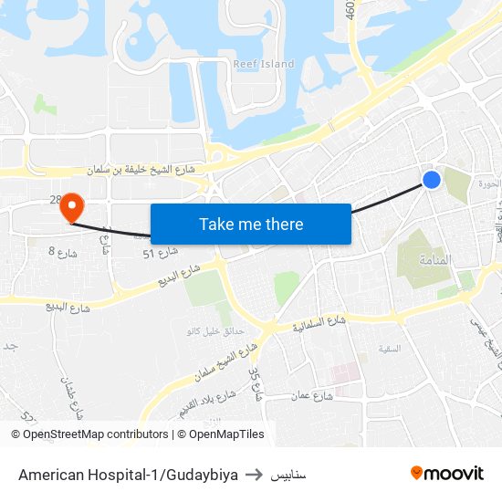 American Hospital-1/Gudaybiya to سنابيس map
