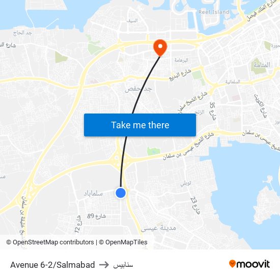 Avenue 6-2/Salmabad to سنابيس map