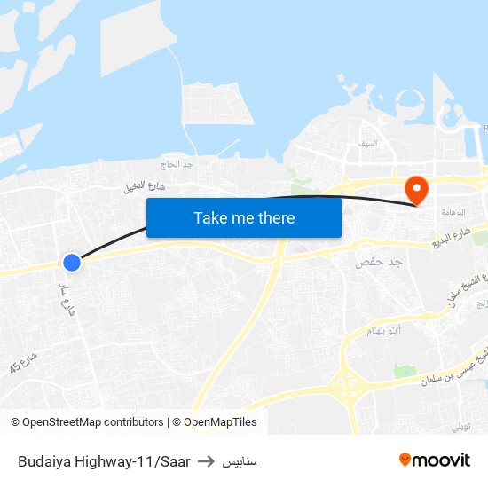 Budaiya Highway-11/Saar to سنابيس map