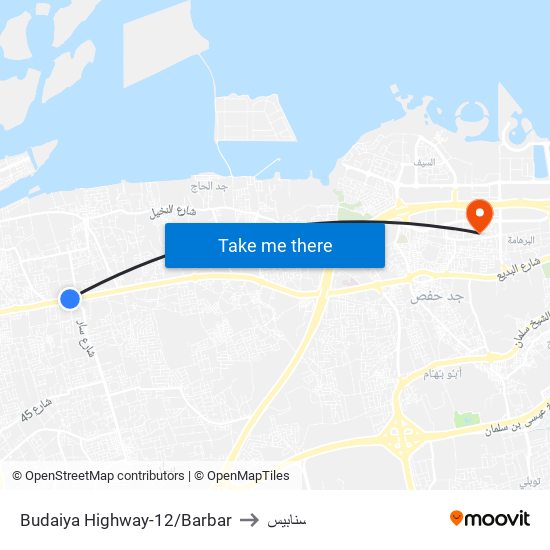 Budaiya Highway-12/Barbar to سنابيس map