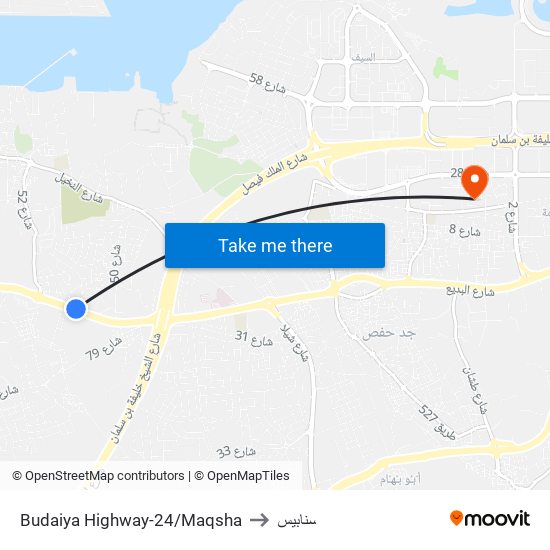 Budaiya Highway-24/Maqsha to سنابيس map