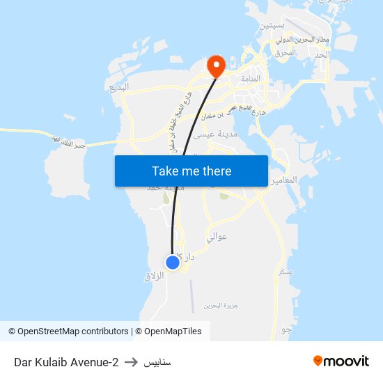 Dar Kulaib Avenue-2 to سنابيس map