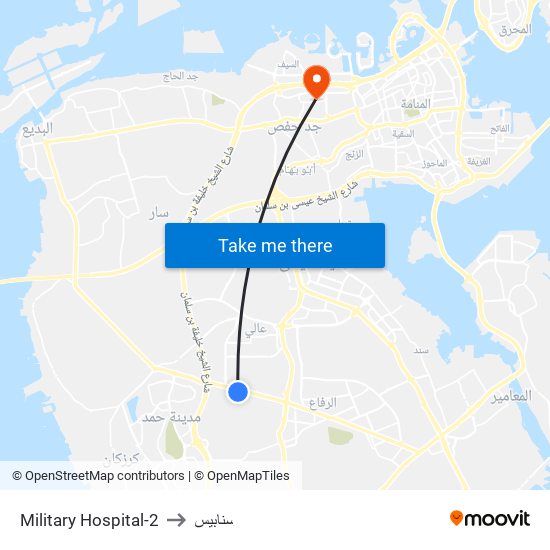 Military Hospital-2 to سنابيس map