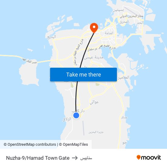 Nuzha-9/Hamad Town Gate to سنابيس map