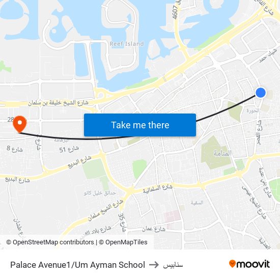 Palace Avenue1/Um Ayman School to سنابيس map