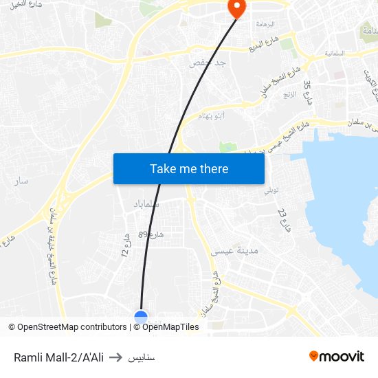 Ramli Mall-2/A'Ali to سنابيس map