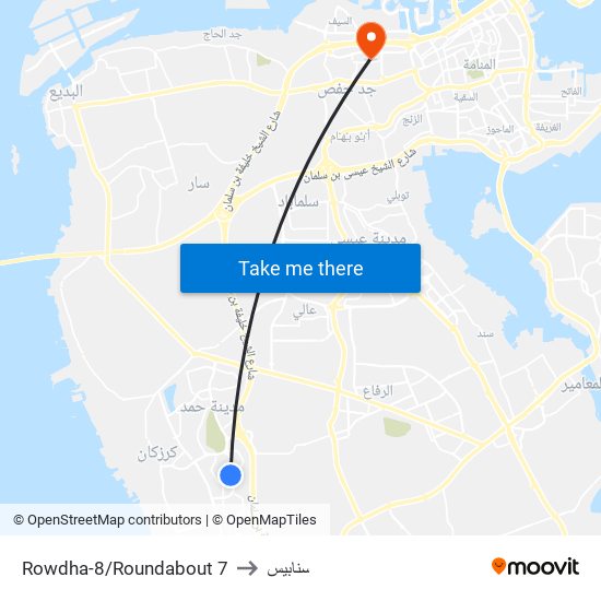 Rowdha-8/Roundabout 7 to سنابيس map