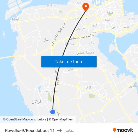 Rowdha-9/Roundabout 11 to سنابيس map