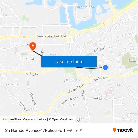 Sh Hamad Avenue-1/Police Fort to سنابيس map