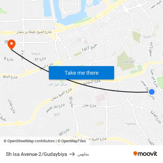 Sh Isa Avenue-2/Gudaybiya to سنابيس map