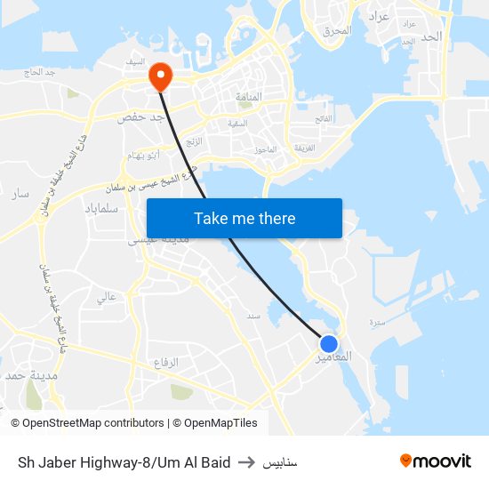 Sh Jaber Highway-8/Um Al Baid to سنابيس map