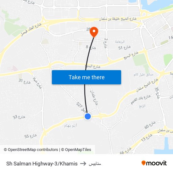 Sh Salman Highway-3/Khamis to سنابيس map