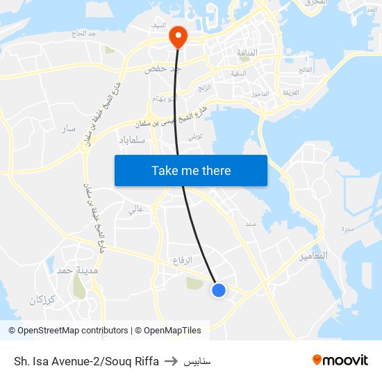 Sh. Isa Avenue-2/Souq Riffa to سنابيس map