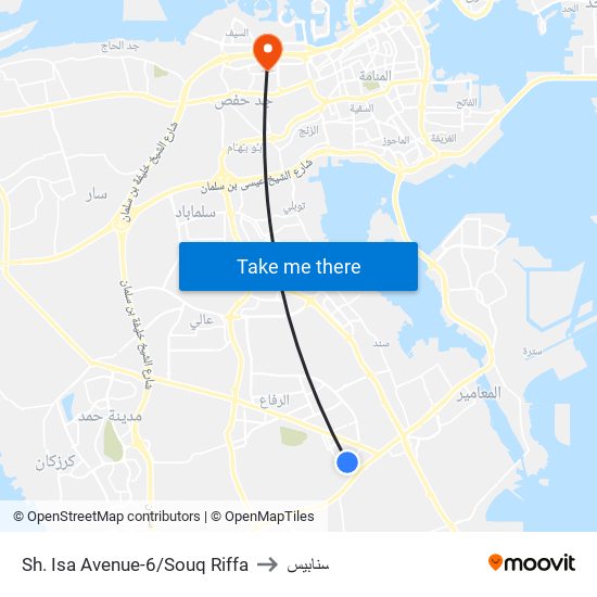 Sh. Isa Avenue-6/Souq Riffa to سنابيس map